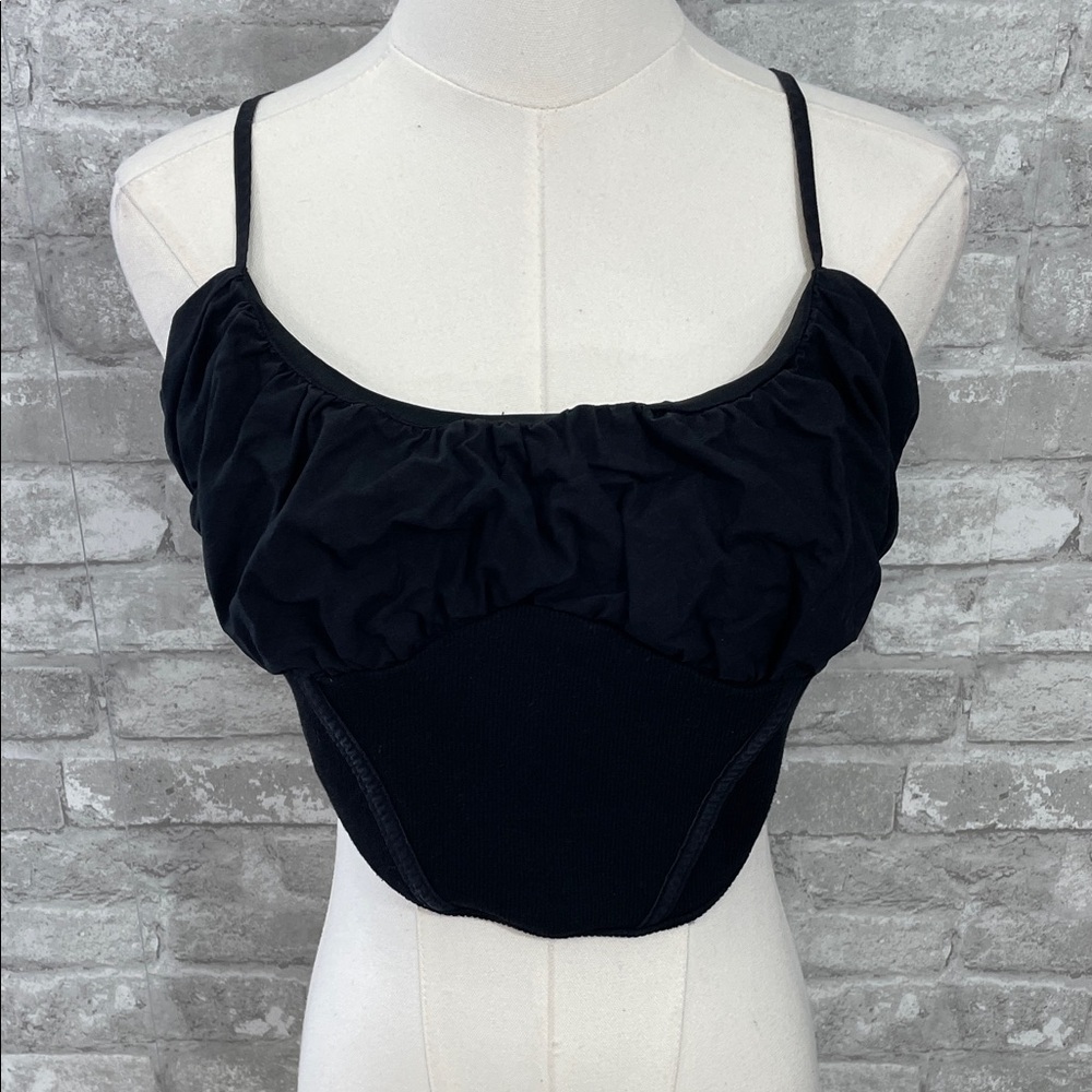 Timing Black Ribbed Cropped Top